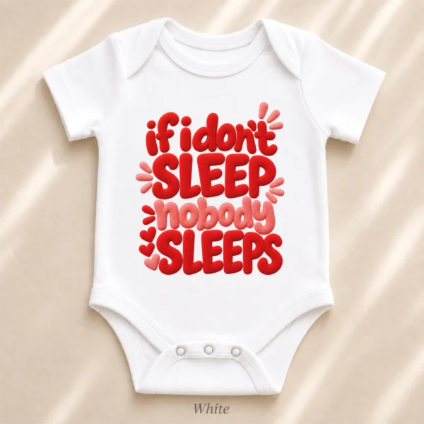 If I Don't Sleep Nobody Sleeps Chenille Look Baby Bodysuit & Toddler — alternate product mockup if i don't sleep nobody sleeps chenille look baby bodysuit & toddler styled product photo
