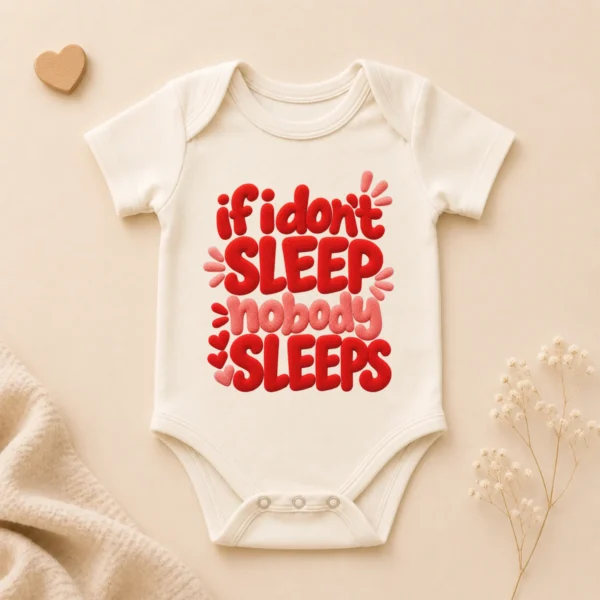 If I Don't Sleep Nobody Sleeps Chenille Look Baby Bodysuit & Toddler — alternate product mockup if i don't sleep nobody sleeps chenille look baby bodysuit & toddler front view