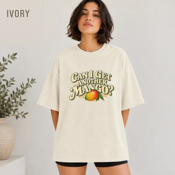 Illustrated Ripe Multi Style Apparel Can I Get Another Mango? Shirt — alternate product mockup illustrated ripe mango multi-style apparel t-shirt color options