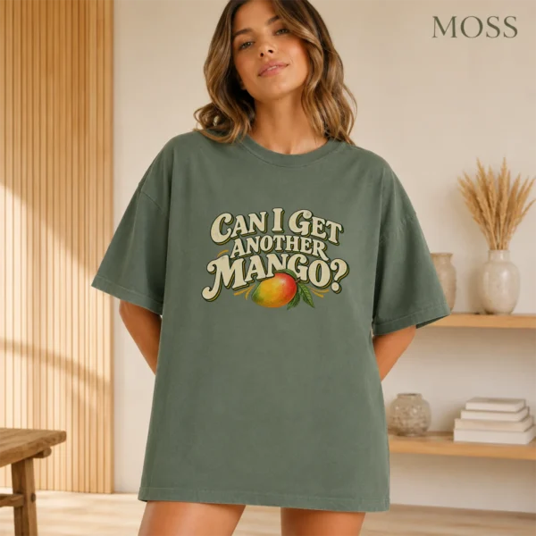 Illustrated Ripe Multi Style Apparel Can I Get Another Mango? Shirt — alternate product mockup illustrated ripe mango multi-style apparel t-shirt color options
