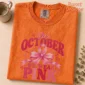 in october we wear pink shirt t-shirt close-up detail