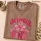 in october we wear pink shirt t-shirt styled product photo