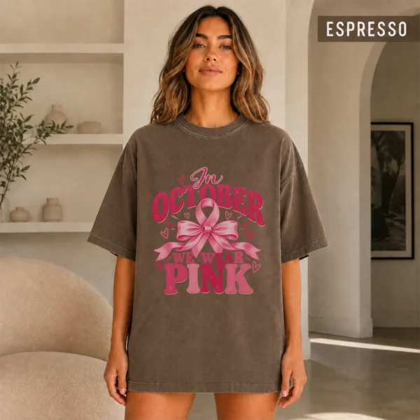 In October We Wear Pink Shirt — alternate product mockup in october we wear pink shirt t-shirt color options