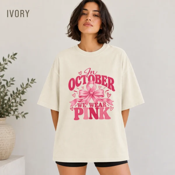 In October We Wear Pink Shirt — alternate product mockup in october we wear pink shirt t-shirt color options