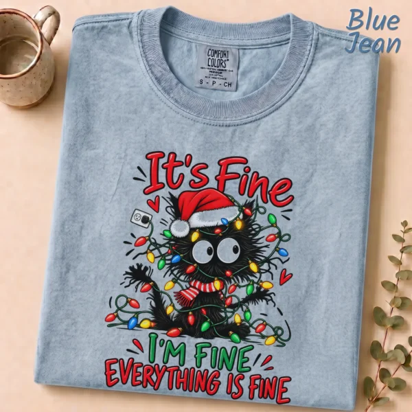 New Year's It's Fine / I'm Fine / Everything Is Fine Shirt — alternate product mockup it's fine / i'm fine / everything is fine shirt t-shirt close-up detail