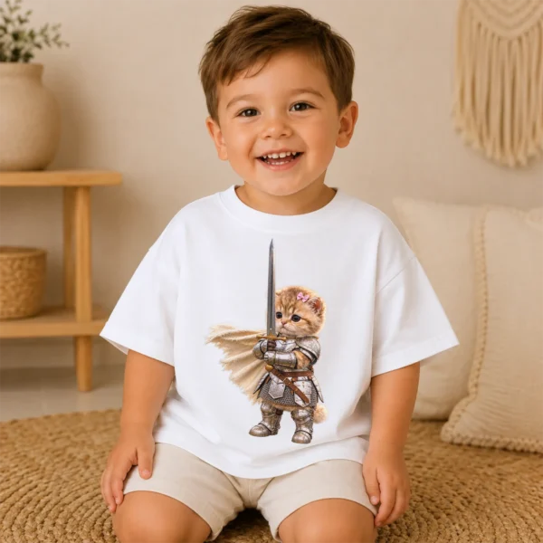 Knight Cat Baby Bodysuit & Toddler Shirt, Youth Tee, Kids Sweatshirt — toddler shirt mockup knight cat baby bodysuit & toddler shirt product detail
