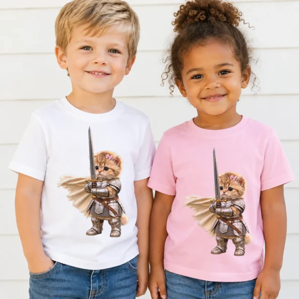 Knight Cat Baby Bodysuit & Toddler Shirt, Youth Tee, Kids Sweatshirt — toddler shirt mockup knight cat baby bodysuit & toddler shirt product photo