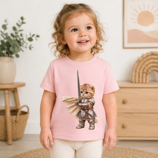 Knight Cat Baby Bodysuit & Toddler Shirt, Youth Tee, Kids Sweatshirt — toddler shirt mockup knight cat baby bodysuit & toddler shirt lifestyle scene