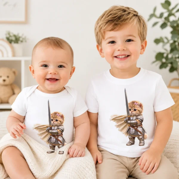 Knight Cat Baby Bodysuit & Toddler Shirt, Youth Tee, Kids Sweatshirt — baby bodysuit mockup knight cat baby bodysuit & toddler shirt product photo
