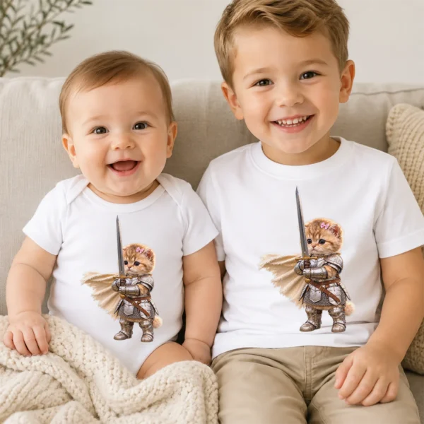 Knight Cat Baby Bodysuit & Toddler Shirt, Youth Tee, Kids Sweatshirt — baby bodysuit mockup knight cat baby bodysuit & toddler shirt product photo