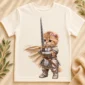 knight cat baby bodysuit & toddler shirt close-up detail