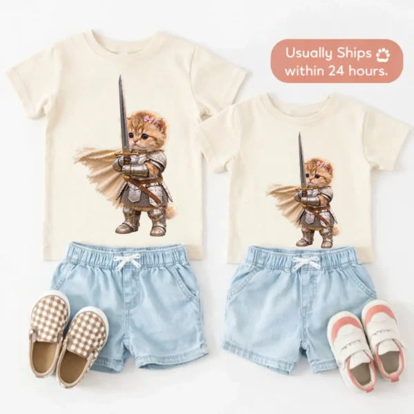 Knight Cat Baby Bodysuit & Toddler Shirt, Youth Tee, Kids Sweatshirt — toddler shirt mockup knight cat baby bodysuit & toddler shirt product photo