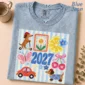 large blue 2027 numerals multi-style apparel t-shirt mockup view
