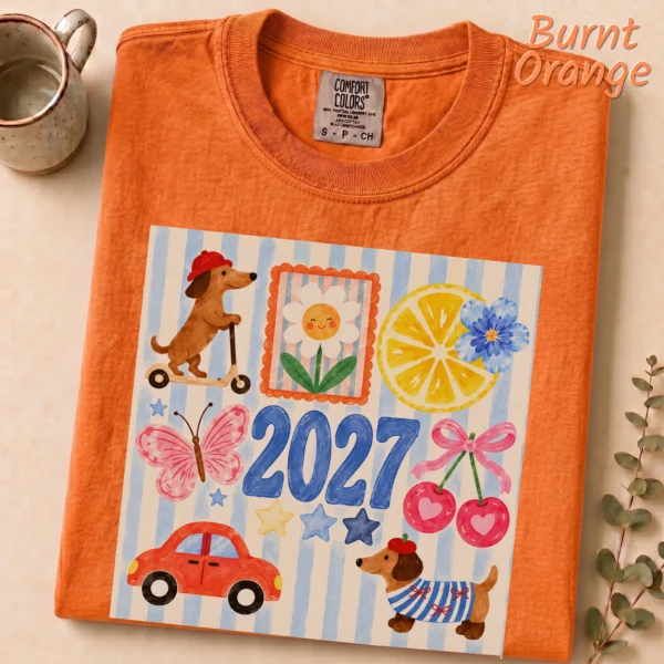 New Year's Large Blue Numerals Multi Style Apparel 2027 Shirt — alternate product mockup large blue 2027 numerals multi-style apparel t-shirt styled product photo