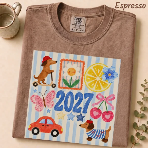 New Year's Large Blue Numerals Multi Style Apparel 2027 Shirt — alternate product mockup large blue 2027 numerals multi-style apparel t-shirt product photo