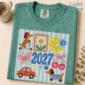 large blue 2027 numerals multi-style apparel t-shirt lifestyle scene