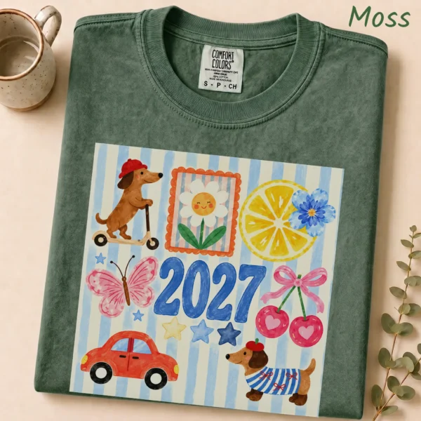 New Year's Large Blue Numerals Multi Style Apparel 2027 Shirt — alternate product mockup large blue 2027 numerals multi-style apparel t-shirt product photo