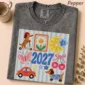 large blue 2027 numerals multi-style apparel t-shirt front view