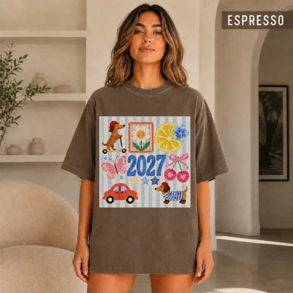 New Year's Large Blue Numerals Multi Style Apparel 2027 Shirt — alternate product mockup large blue 2027 numerals multi-style apparel t-shirt color options