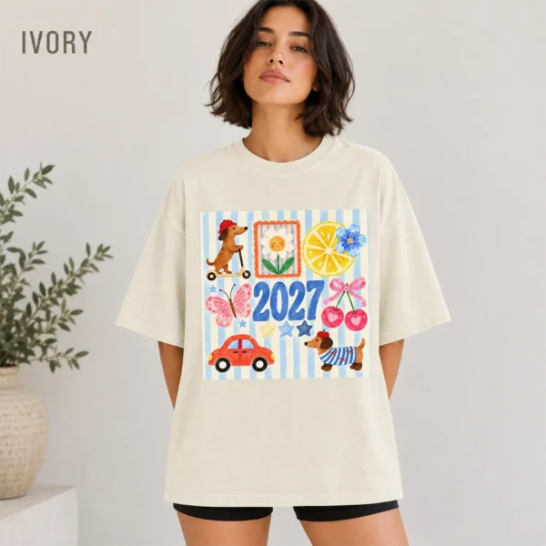 New Year's Large Blue Numerals Multi Style Apparel 2027 Shirt — alternate product mockup large blue 2027 numerals multi-style apparel t-shirt color options