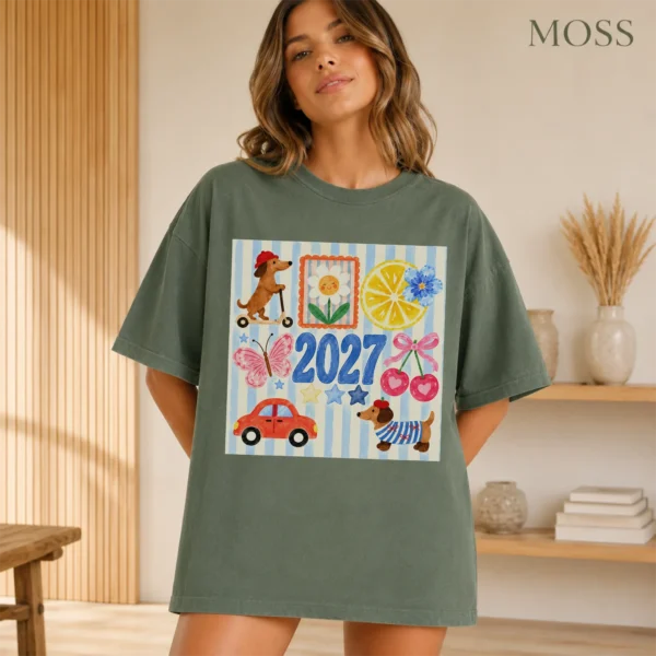 New Year's Large Blue Numerals Multi Style Apparel 2027 Shirt — alternate product mockup large blue 2027 numerals multi-style apparel t-shirt color options