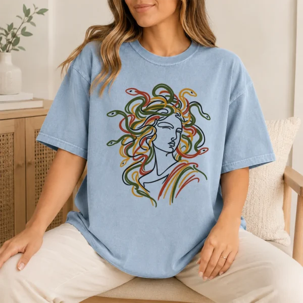 Medusa Line Art Shirt, Sweatshirt & Hoodie — lifestyle mockup medusa shirt t-shirt lifestyle scene