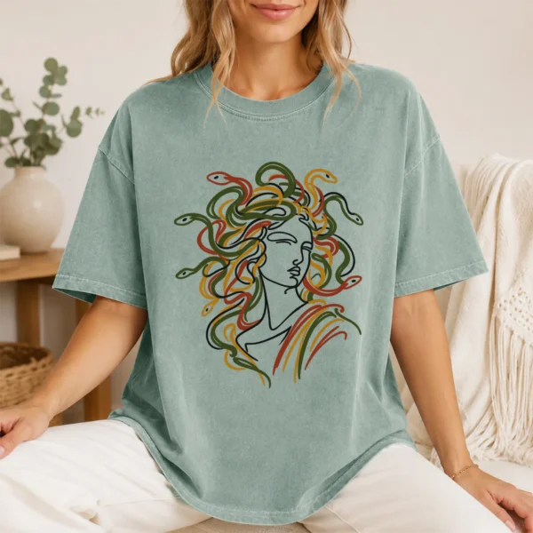 Medusa Line Art Shirt, Sweatshirt & Hoodie — lifestyle mockup medusa shirt t-shirt lifestyle scene