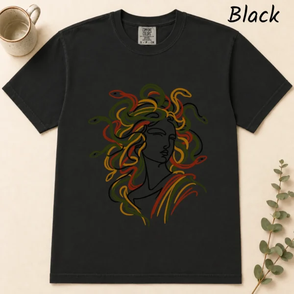 Medusa Line Art Shirt, Sweatshirt & Hoodie — alternate product mockup medusa shirt t-shirt flat lay view