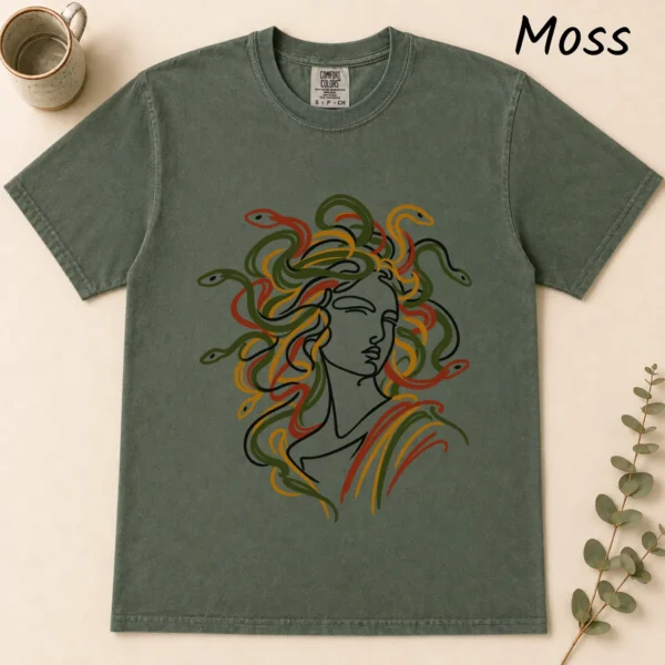 Medusa Line Art Shirt, Sweatshirt & Hoodie — alternate product mockup medusa shirt t-shirt flat lay view