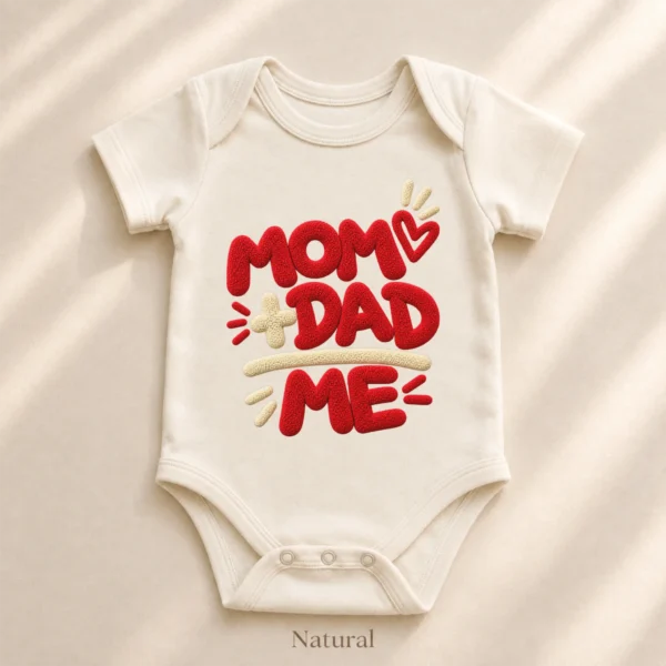 Mom Dad Me Family Chenille Look Baby Bodysuit & Toddler Clothing — alternate product mockup mom dad me baby bodysuit close-up detail