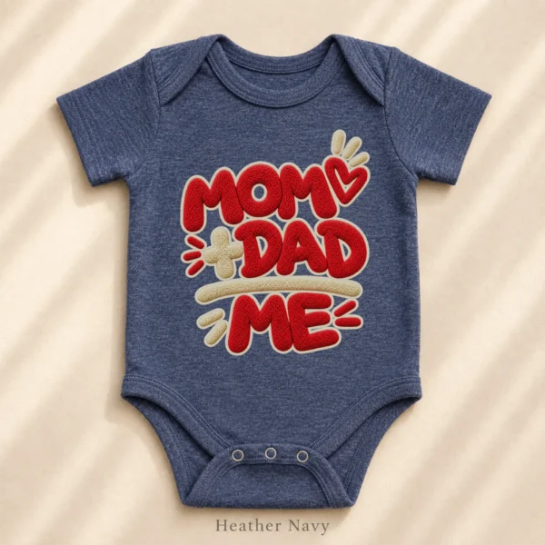 Mom Dad Me Family Chenille Look Baby Bodysuit & Toddler Clothing — alternate product mockup mom dad me baby bodysuit product photo