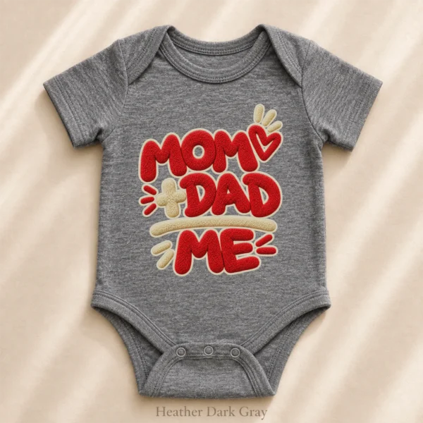 Mom Dad Me Family Chenille Look Baby Bodysuit & Toddler Clothing — alternate product mockup mom dad me baby bodysuit product photo