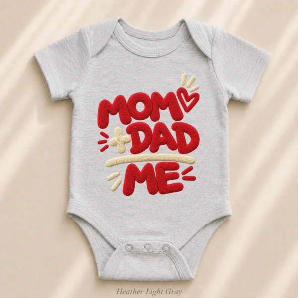 Mom Dad Me Family Chenille Look Baby Bodysuit & Toddler Clothing — alternate product mockup mom dad me baby bodysuit product photo