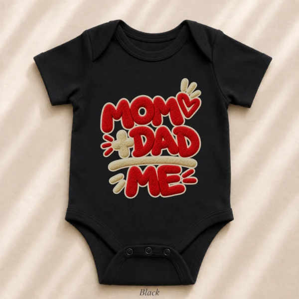 Mom Dad Me Family Chenille Look Baby Bodysuit & Toddler Clothing — alternate product mockup mom dad me baby bodysuit product photo