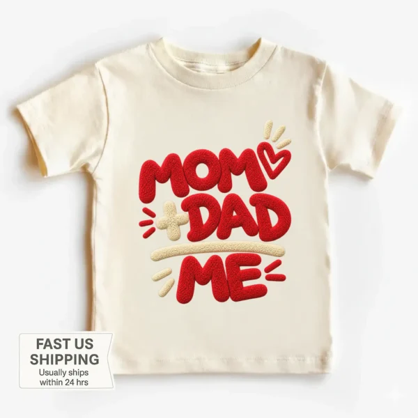 Mom Dad Me Family Chenille Look Baby Bodysuit & Toddler Clothing — toddler shirt mockup mom dad me baby bodysuit product photo