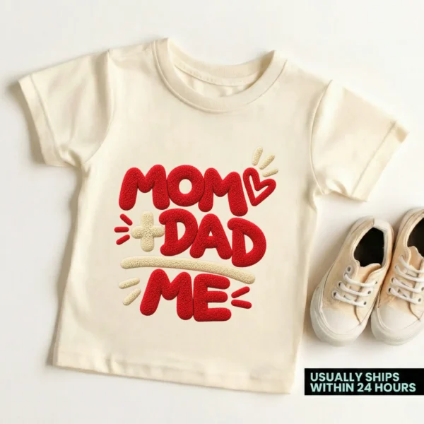 Mom Dad Me Family Chenille Look Baby Bodysuit & Toddler Clothing — toddler shirt mockup mom dad me baby bodysuit product photo