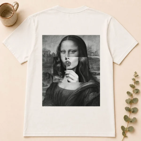 Mona Lisa Lollipop Shirt, Sweatshirt & Hoodie — back view mona lisa lollipop shirt t-shirt back view