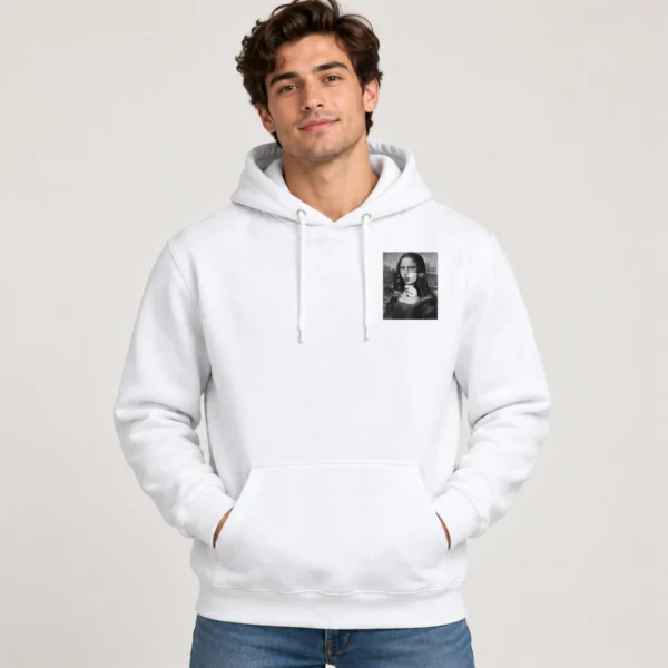Mona Lisa Lollipop Shirt, Sweatshirt & Hoodie — pocket detail mona lisa lollipop shirt t-shirt close-up detail