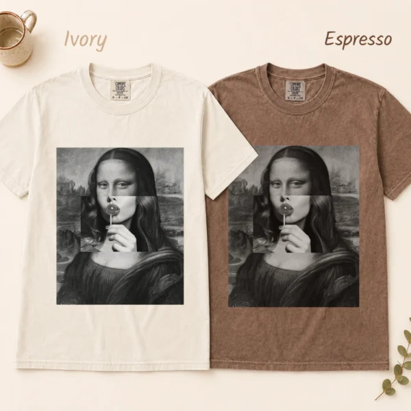 Mona Lisa Lollipop Collage Shirt, Sweatshirt & Hoodie — alternate product mockup mona lisa shirt t-shirt color options