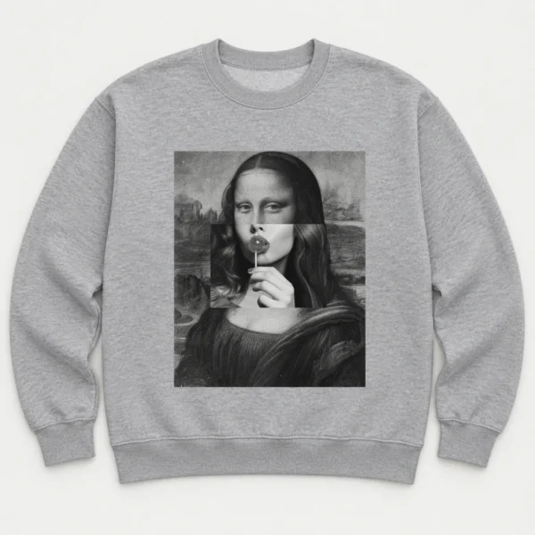 Mona Lisa Lollipop Collage Shirt, Sweatshirt & Hoodie — alternate product mockup mona lisa shirt t-shirt mockup view