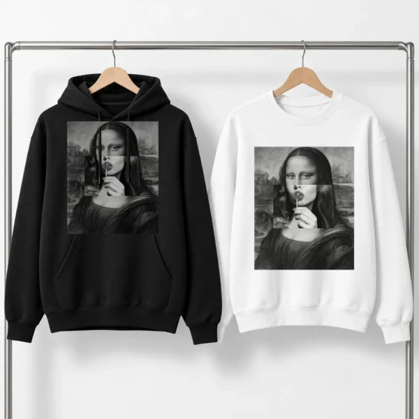 Mona Lisa Lollipop Collage Shirt, Sweatshirt & Hoodie — alternate product mockup mona lisa shirt t-shirt product photo