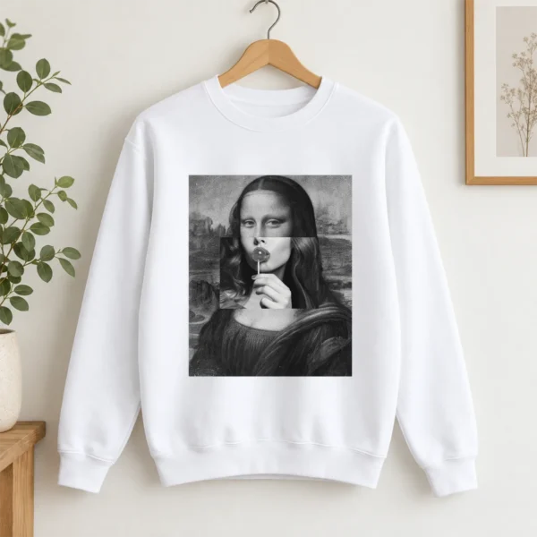 Mona Lisa Lollipop Collage Shirt, Sweatshirt & Hoodie — alternate product mockup mona lisa shirt t-shirt product detail