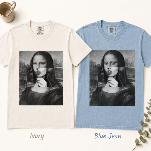 Mona Lisa Lollipop Shirt, Sweatshirt & Hoodie — alternate product mockup mona lisa shirt t-shirt color options