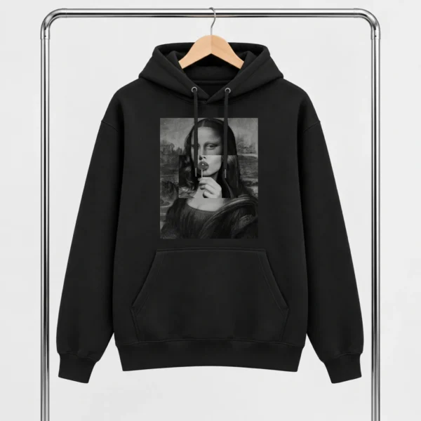 Mona Lisa Lollipop Shirt, Sweatshirt & Hoodie — alternate product mockup mona lisa shirt t-shirt lifestyle scene