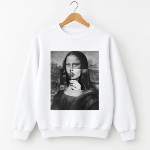 Mona Lisa Lollipop Shirt, Sweatshirt & Hoodie — alternate product mockup mona lisa shirt t-shirt product photo