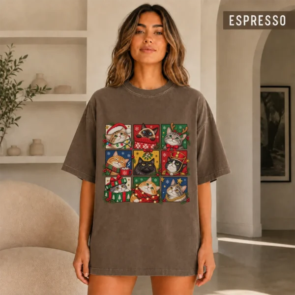 New Year's Cat Shirt, Nine Festive Cat Portraits — alternate product mockup new year's cat shirt t-shirt color options