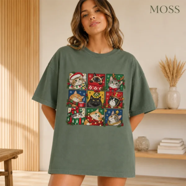 New Year's Cat Shirt, Nine Festive Cat Portraits — alternate product mockup new year's cat shirt t-shirt color options