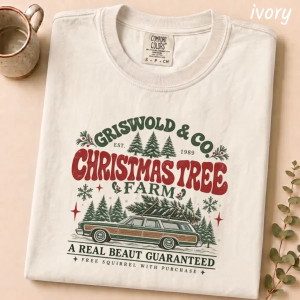 Christmas Tree Farm New Year's Shirt — alternate product mockup new year's tree farm shirt t-shirt styled product photo