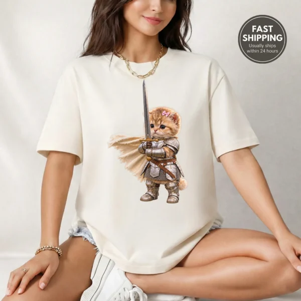 Orange Tabby Kitten Knight Shirt — alternate product mockup orange tabby kitten knight shirt t-shirt product detail