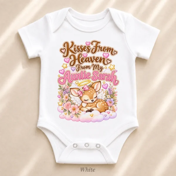 Personalized Auntie in Heaven Memorial Baby Bodysuit — alternate product mockup personalized auntie in heaven memorial baby bodysuit product photo